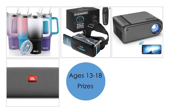 Prizes for kids 13 to 18, new accounts only