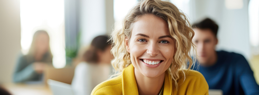 image of happy, young woman