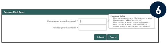 Enter a new Password.  Reenter your new Password, click Submit.