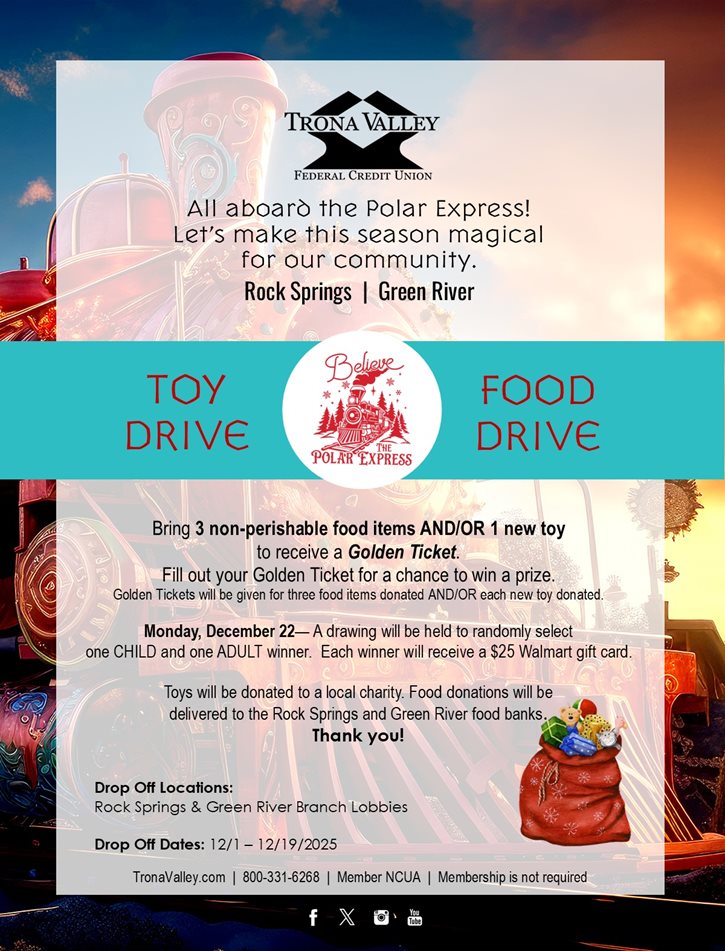 Toy and Food Drive at the Rock Springs and Green River Branches
