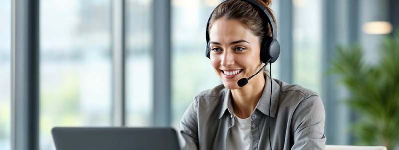 young female with phone headset