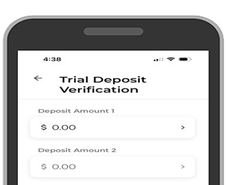 If the manual request was accepted, you will need to enter the trial deposits that post at the other financial institution.  It may take up to 3 business days to see the deposits. Note: The trial deposits expire 15 days after the submission.  