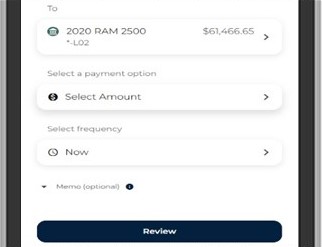 Enter the Amount and Select frequency. You can also add a Memo if desired. Tap Review when finished.Note: Frequency is where you can create recurring transfers if needed.