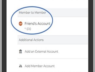 Select which account you want the money to be transfered from. Under To, scroll down until you see Member To Member and select the account you set up. 