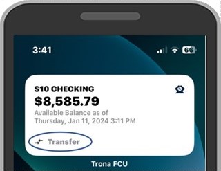 You can tap on Transfer within the Widget and it will take you directly to create a transfer. 