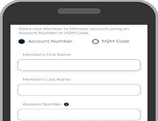 If you know the other member's account number, tap Account Number and fill in the account details. Tap Add Account.