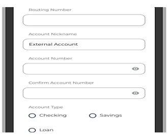 Manual Account Verification - Enter the other financial institution Routing Number, Account Number, and select Account Type. Then Connect.