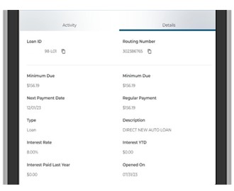 Tap on Details to see items such as Loan ID, rate, next payment date, and much more.