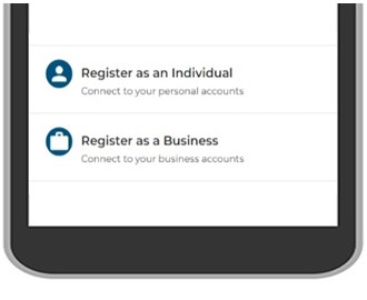 Click Register as an Individual - to connect to your personal accounts.Click Register as a Business - to connect to your business accounts.