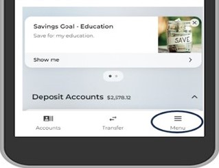 On your mobile device, tap Menu in the bottom right corner. 